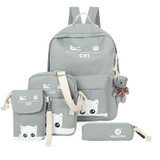 New school knapsack teenage girls schoolbag canvas print backpack 4pcs/set cat bag teen backpack mochila lona mochila kawaii