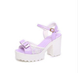 New Sandals Women Fashion Women Sandals Summer Shoes woman Open Toe Sandals Thick Heel High-heeled Bowtie Women's Shoes X258