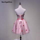 New Rosy Tulle Lace Cocktail Dress short Mother of the Bride Dresses Formal Prom Gowns Wedding Party Vestidos de coctel 2017