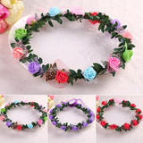 New Rose Flower Crown Headband Wreath Party Wedding Bridal Garland Hairband Headwear