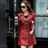 Fur Leather Coat 2017 Fashion Hot Sale Leather Jackets Women New Style Suit Collar Casual Leather Women Jacket WLL0315