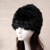 Fur Hat Women's Hat 100% Natural Knitted Genuine Rabbit Fur Winter Hats For Women Fashion Cap Warm Beanies Lady headwear  Bone