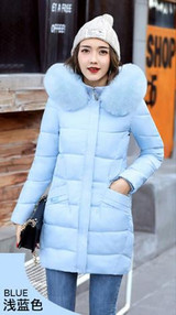 Fur collar Hooded Cotton Padded Coat Large size Winter Women parka New 2017 Long section Slim Outerwear Thicker warm overcoatXC7
