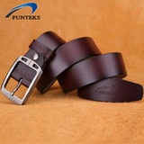 FUNTEKS 100% cowhide genuine leather belts for men luxury brand designer men's pin buckle belt men high quality FUNTEKS 100% cowhide genuine leather belts for men luxury brand designer men's pin buckle belt men high quality