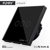 FUNRY EU Standard 3 Gang Remote Switch, Smart Control On-off for Smart Home, Smart Wall Switch,Smart Lamp Switch,Light Switch