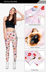 Funny Outwork Leggings 3D Pink Cat Sweet Dessert And Food Legging Women Pants Leggings