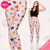Funny Outwork Leggings 3D Pink Cat Sweet Dessert And Food Legging Women Pants Leggings
