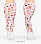 Funny Outwork Leggings 3D Pink Cat Sweet Dessert And Food Legging Women Pants Leggings
