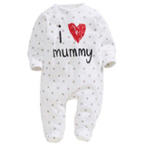 Funny Newborn Baby Cotton Long Sleeve Rompers Love Mummy Daddy Clothes