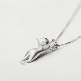 Funny Girls Cute Animal Jewelry High Quality Fashion Cartoon Cat 925 Sterling Silver Necklaces For Women Pendant Jewellry
