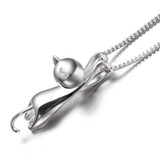 Funny Girls Cute Animal Jewelry High Quality Fashion Cartoon Cat 925 Sterling Silver Necklaces For Women Pendant Jewellry