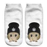 Funny Emoji Monkey 3D Printed Sock Women Low Cut Ankle Socks Calcetines Hosiery Meias White Casual Sock