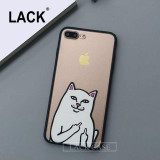 Funny Cartoon Cat Case For iphone 7 Case For iphone7 PLus 6 6S 5 5S Phone Cases Cute Grumpy Animal Middle Finger Back Cover Capa