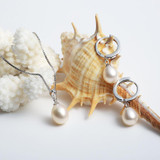freshwater pearl necklacPromotion jewelry set ! Classic 925 sterling silver jewelry set genuinee/earrings for women wedding set