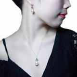 Freshwater Pearl jewelry set women,Necklace earring sets 925 sterling silver jewelry girl anniversary trendy gift necklace 45cm