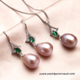 Freshwater Pearl jewelry set women,Necklace earring sets 925 sterling silver jewelry girl anniversary trendy gift necklace 45cm