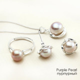 Freshwater Pearl Jewelry Sets Silver 925 For Women,Real Pearl Jewelry Earring Wedding Anniversary Mother Birthday Gift Black