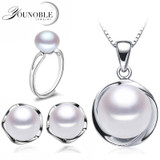 Freshwater Pearl Jewelry Sets Silver 925 For Women,Real Pearl Jewelry Earring Wedding Anniversary Mother Birthday Gift Black