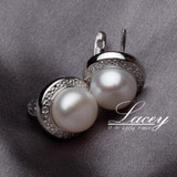 Freshwater pearl earring,real fine natural big pearl earring ,sterling 925 silver jewelry for bridal, birthday wedding gift