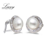 Freshwater pearl earring,real fine natural big pearl earring ,sterling 925 silver jewelry for bridal, birthday wedding gift