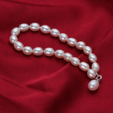 Freshwater 100% Natural White pearl Bracelet,sterling silver jewelry 925 bracelet,for women best birthday gifts wedding