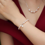 Freshwater 100% Natural White pearl Bracelet,sterling silver jewelry 925 bracelet,for women best birthday gifts wedding