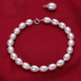 Freshwater 100% Natural White pearl Bracelet,sterling silver jewelry 925 bracelet,for women best birthday gifts wedding