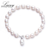 Freshwater 100% Natural White pearl Bracelet,sterling silver jewelry 925 bracelet,for women best birthday gifts wedding
