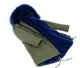 JAZZEVAR women's army green Large color raccoon fur hooded coat parkas outwear long detachable lining winter jacket brand style