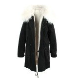 JAZZEVAR women's army green Large color raccoon fur hooded coat parkas outwear long detachable lining winter jacket brand style