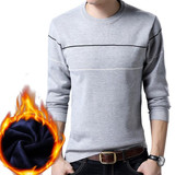 Jbersee Plus Velvet Cotton Soft Quality Pullover Sweater Men O-neck Casual Knitted Men Winter Sweater Brand Clothing MY019