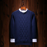 Jbersee Autumn Winter Cotton Mens Sweater O-neck Men Brand Sweater Thick Winter Mens Knitted Pullover Sweaters Pull Homme