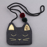 JC KIDS Baby Girls Korean Style Cute Cat Shap Bag Kids Fashion Cotton Coin Purse Children Accessories