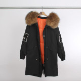 JAZZEVAR New winter jacket loose clothing hooded coat women's parkas army green large raccoon fur collar outwear TOP quality