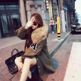 JAZZEVAR New winter jacket loose clothing hooded coat women's parkas army green large raccoon fur collar outwear TOP quality