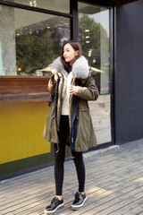 JAZZEVAR High Fashion Street Women's Luxurious Large Fox Fur Parkas army green Down Coat Detachable liner Outwear Winter Jacket