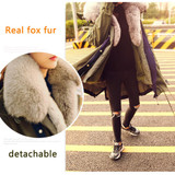 JAZZEVAR High Fashion Street Women's Luxurious Large Fox Fur Parkas army green Down Coat Detachable liner Outwear Winter Jacket