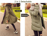 JAZZEVAR High Fashion Street Women's Luxurious Large Fox Fur Parkas army green Down Coat Detachable liner Outwear Winter Jacket