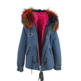 Jazzevar 2017 Fashion Warm Winter Women's Jacket with Large raccoon fur collar hooded detachable liner coat parkas