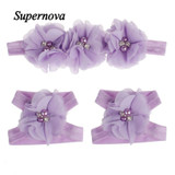 JAYCOSIN Foot Flower Barefoot Sandals + Headband Set hair accessories Girl headband cute hair band newborn floral headband