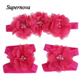 JAYCOSIN Foot Flower Barefoot Sandals + Headband Set hair accessories Girl headband cute hair band newborn floral headband