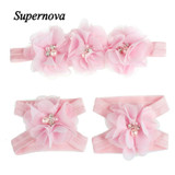 JAYCOSIN Foot Flower Barefoot Sandals + Headband Set hair accessories Girl headband cute hair band newborn floral headband