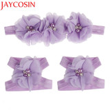 JAYCOSIN Foot Flower Barefoot Sandals + Headband Set hair accessories Girl headband cute hair band newborn floral headband