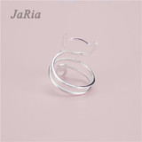 JaRia Fine Jewelry New Real Sterling Silver 925 ring Jewelry Twine Cat Ring 925 Sterling Silver Trendy Women Rings Adjustable