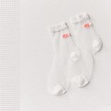 Japanese Summer Women Transparent Socks Harajuku Stretch Band Aid OK Crystal Sock Japan Glass Silk Art Socks Calcetines Mujer