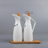 Japanese style tableware kitchen ceramic oiler set soy sauce and vinegar cruet oil bottle pot of vinegar seasoning pot condiment