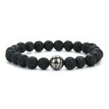 Lava Stone Basketball Beads Charm Bracelet