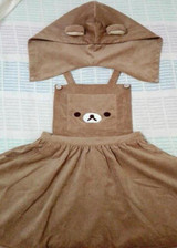 Japanese Kawaii Rilakkuma Dress Cute Bear Embroidery Lolita Overall Hat Ball Gown Harajuku Lolita Dress