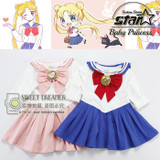 Japanese Anime Kid Baby Girls Sailor Moon Cosplay Bowknot Dress Kawaii Lolita Uniform Children Halloween Party Lovely Costume