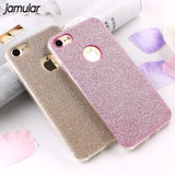 JAMULAR Ultra Thin Glitter Bling Cover Case For iPhone 6 6S 7 Plus 5s SE Soft Silicone Phone Cases for iPhone 7 8 Plus X Covers